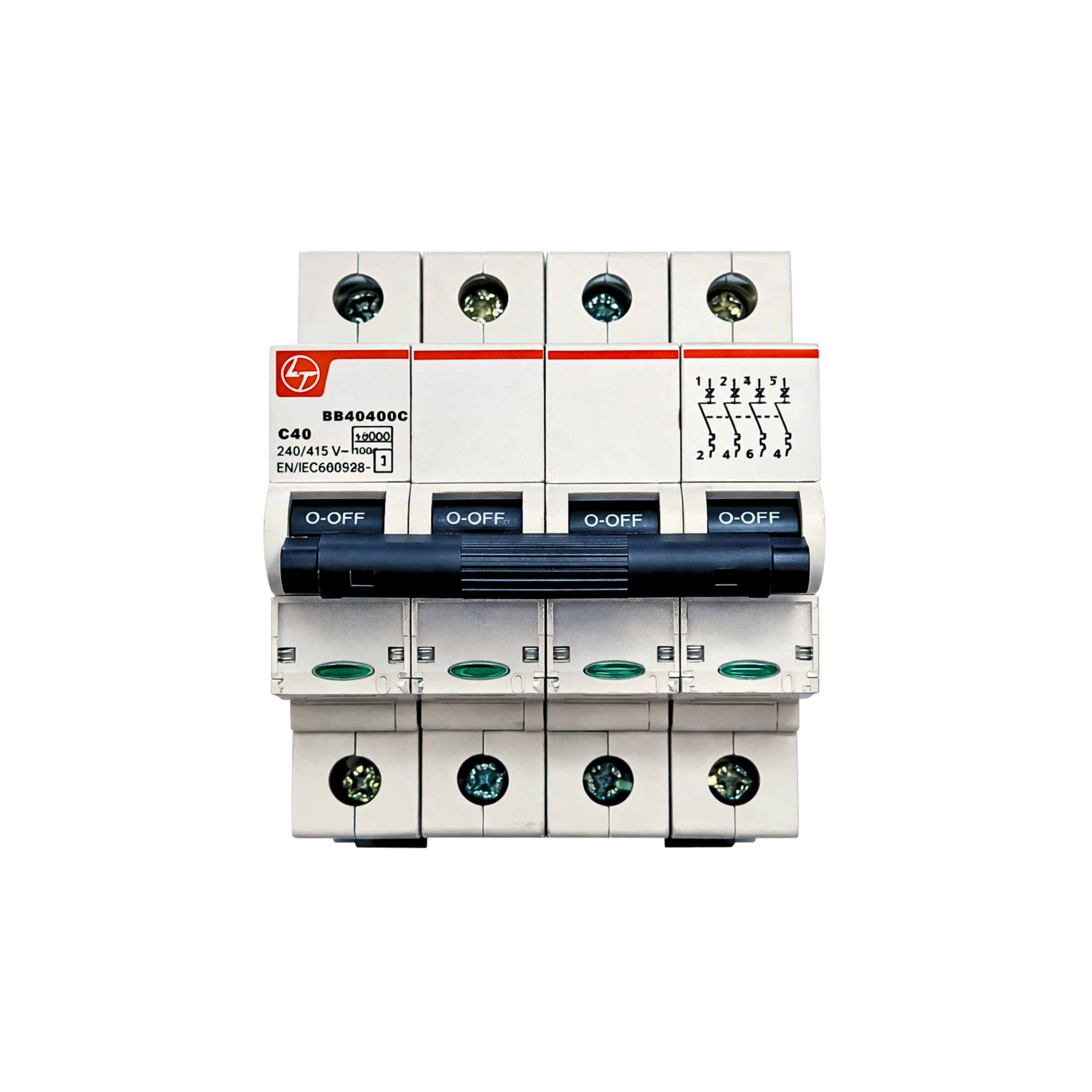 Lauritz Knudsen EXORA, MCB, 4 Pole, 415V AC, 10kA, C Curve, 40A BB40400C