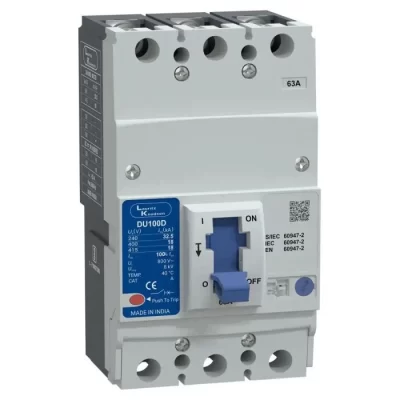 Lauritz Knudsen DU100D MCCB 63A 3P 415V AC 18KA Thermal Magnetic 50/60 Hz
